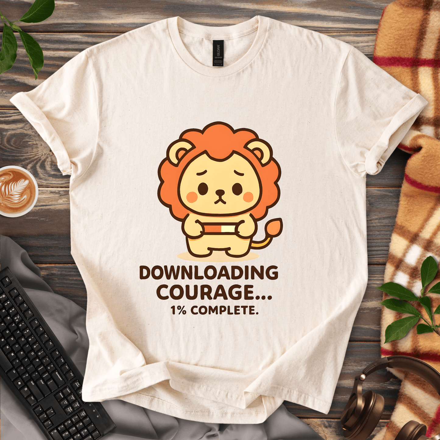 Downloading Courage Lion T-Shirt