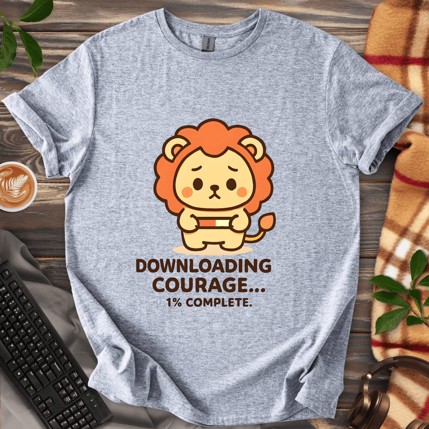 Downloading Courage Lion T-Shirt